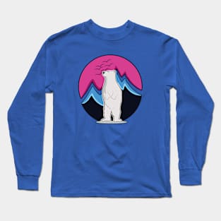 Polar bear with pink sky Long Sleeve T-Shirt